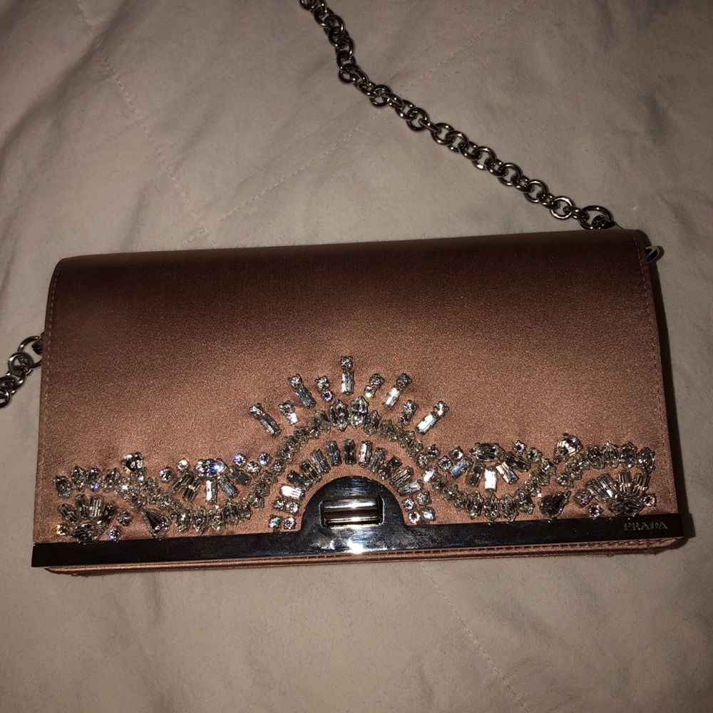 PRADA- Satin clutch with crystals - Picture 4 of 8